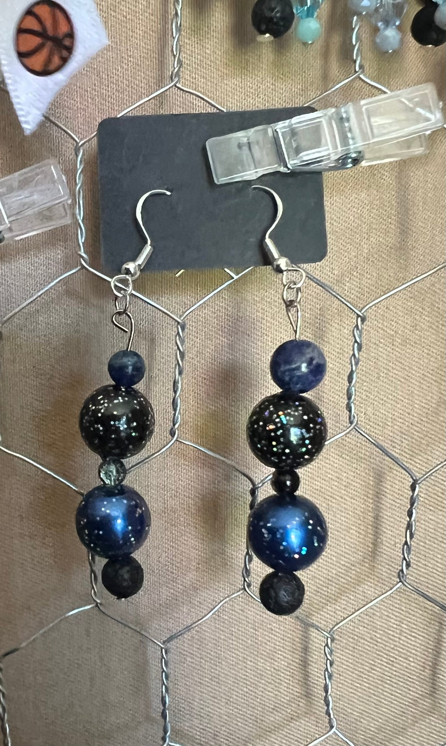 Black + blue earrings