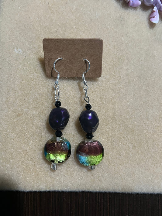 Purple and multi color earrings