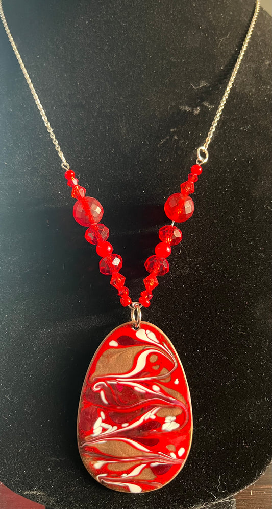 Red Marbled necklace