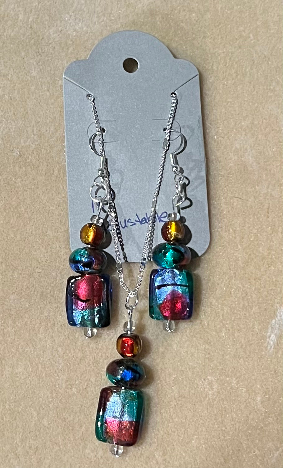 Multi color necklace and earring set