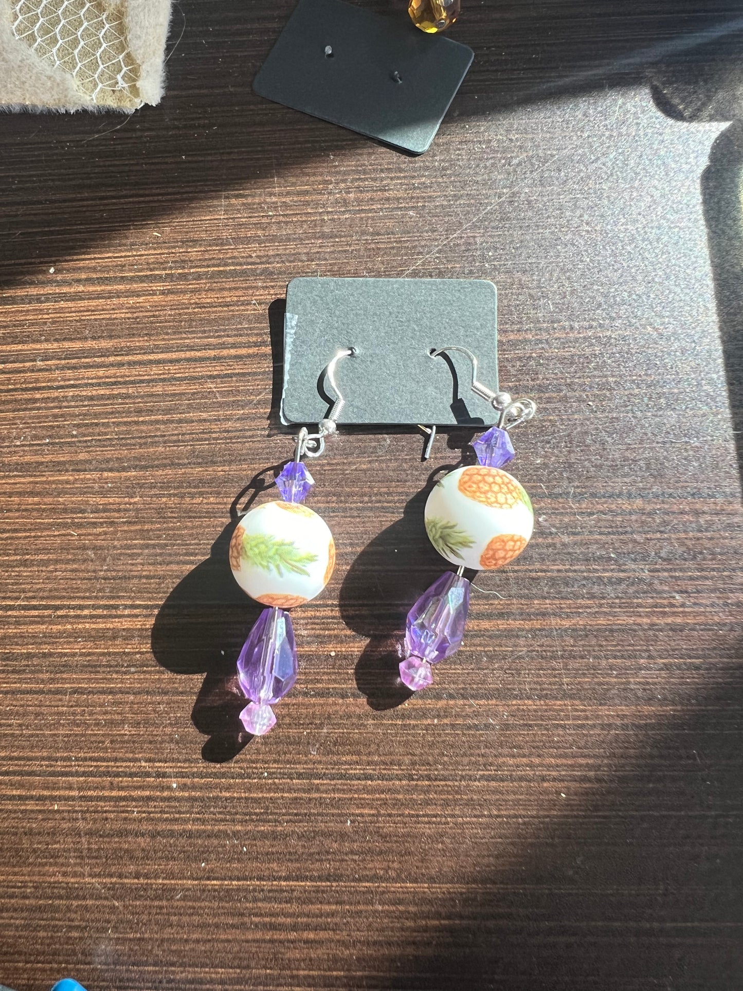 Purple and pineapple earrings